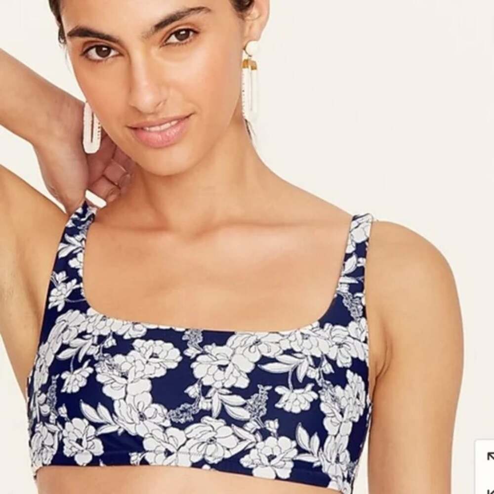 NWT J. Crew Floral Square Neck Bikini Swim Bathing Suit Top Women's Size 3X